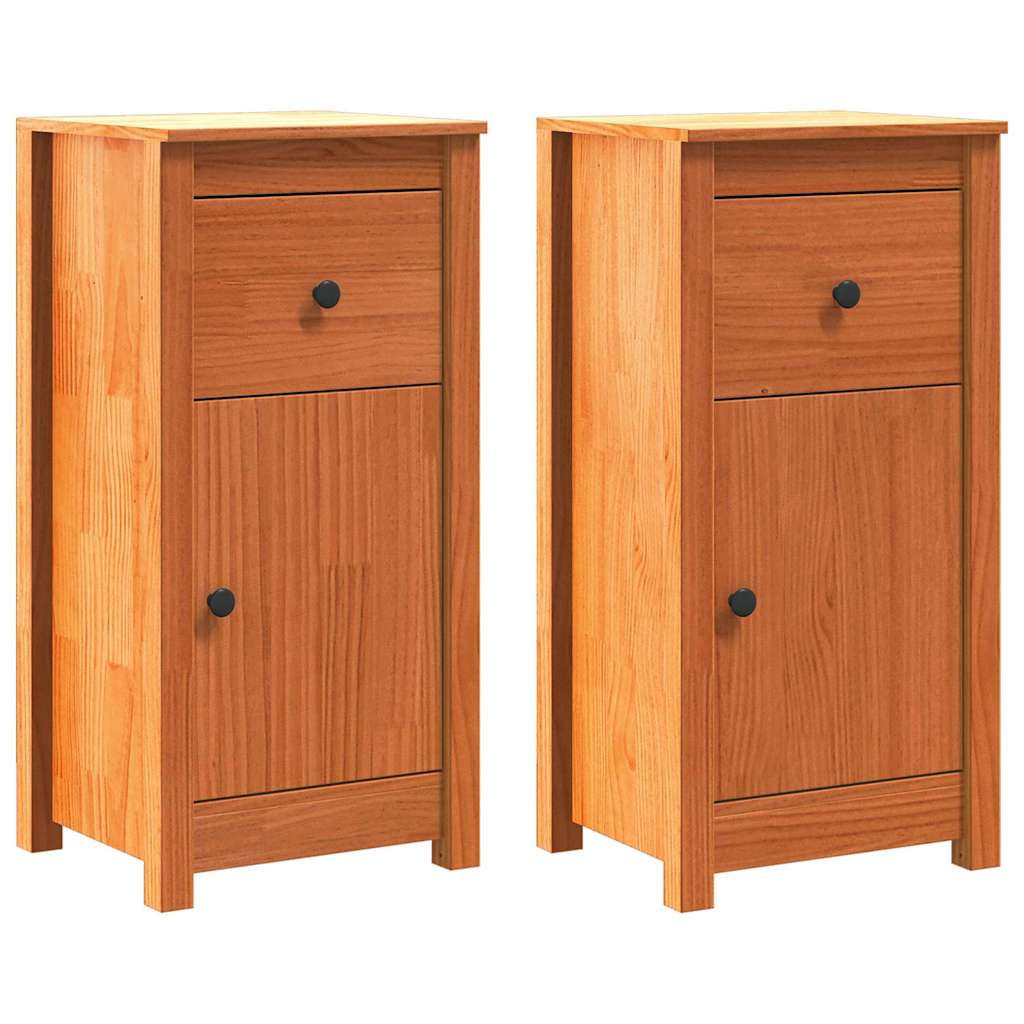 Kreveta 2 pcs Vosak smeđa 39 x 34,5 x 80 cm Čvrsto borovo drvo