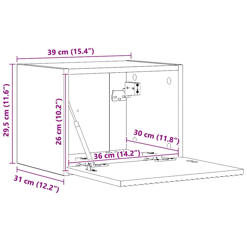 TV zidni ormar Zidne Crna 39 x 31 x 29,5 cm Konstruirano drvo