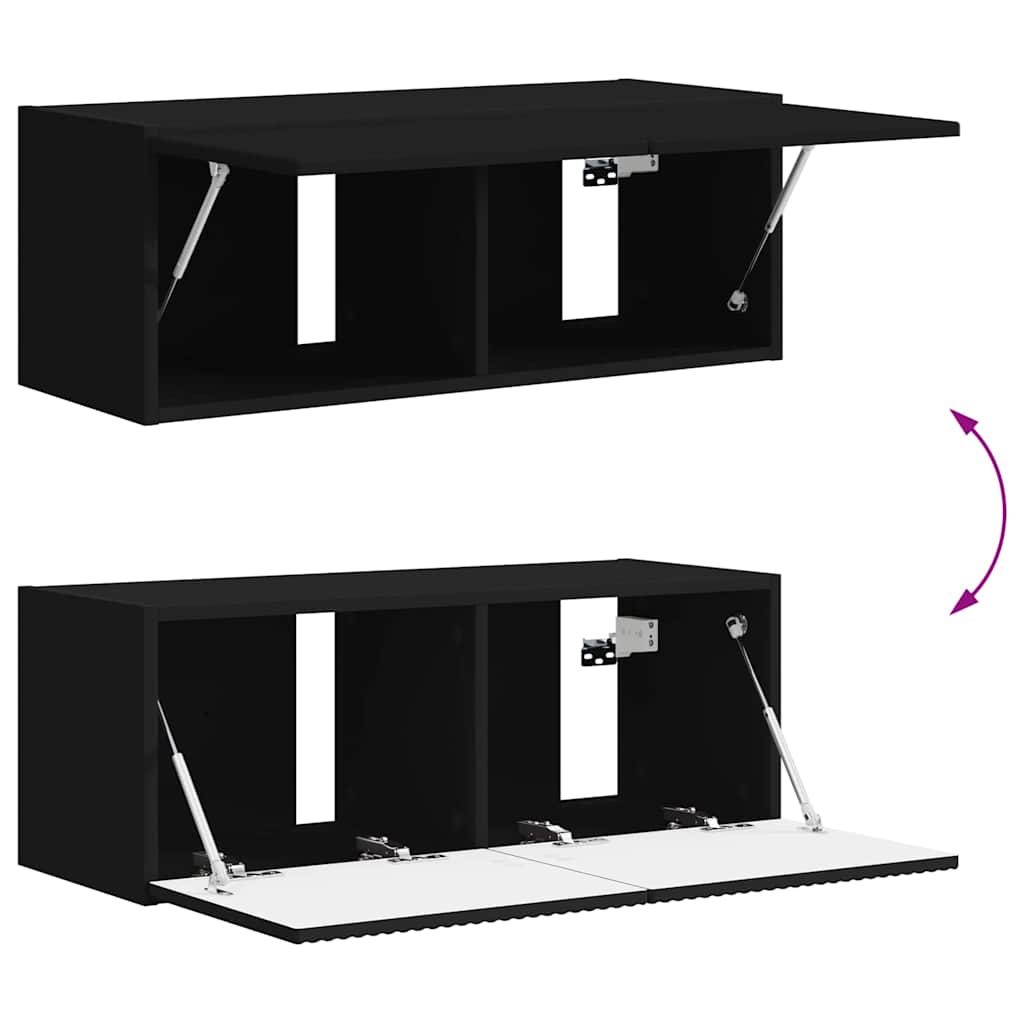 TV zidni ormar 2 pcs Crna 78,5 x 31 x 29,5 cm Konstruirano drvo