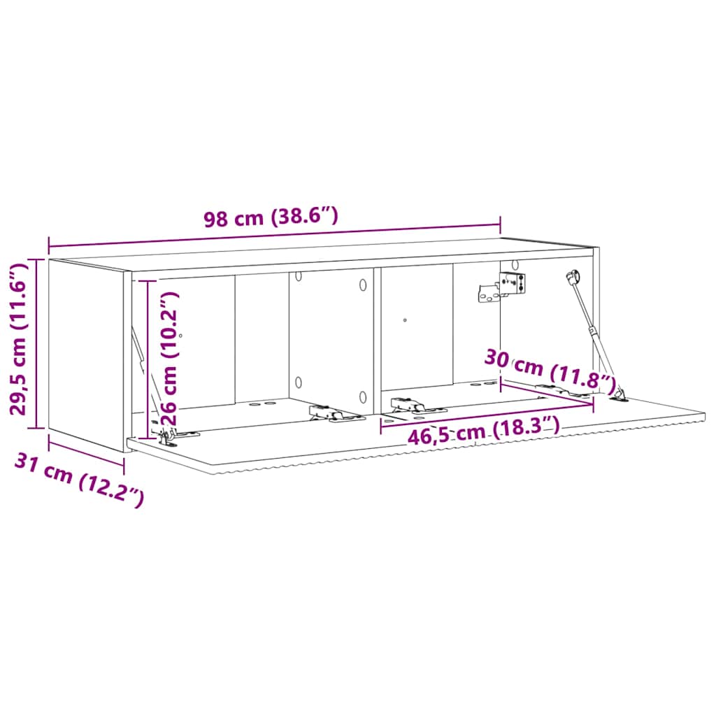 TV zidni ormar Staro drvo 98 x 31 x 29,5 cm Konstruirano drvo