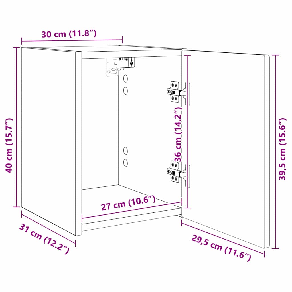 TV zidni ormar Siva Sonoma 30 x 31 x 40 cm Konstruirano drvo