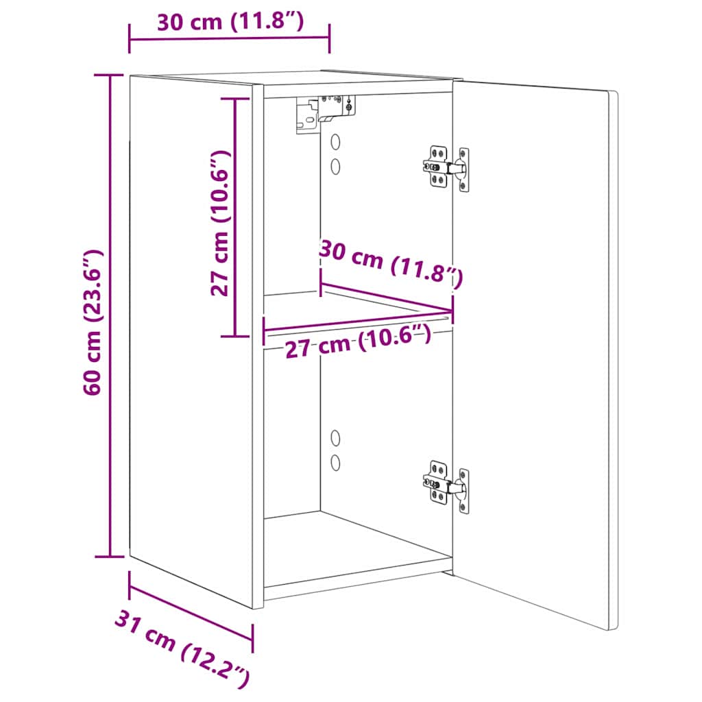 TV zidni ormar 2 pcs Beton 30 x 31 x 60 cm Konstruirano drvo