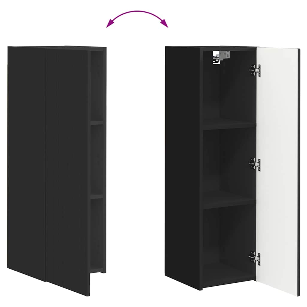 TV zidni ormar 2 pcs Crna 30 x 31 x 100 cm Konstruirano drvo