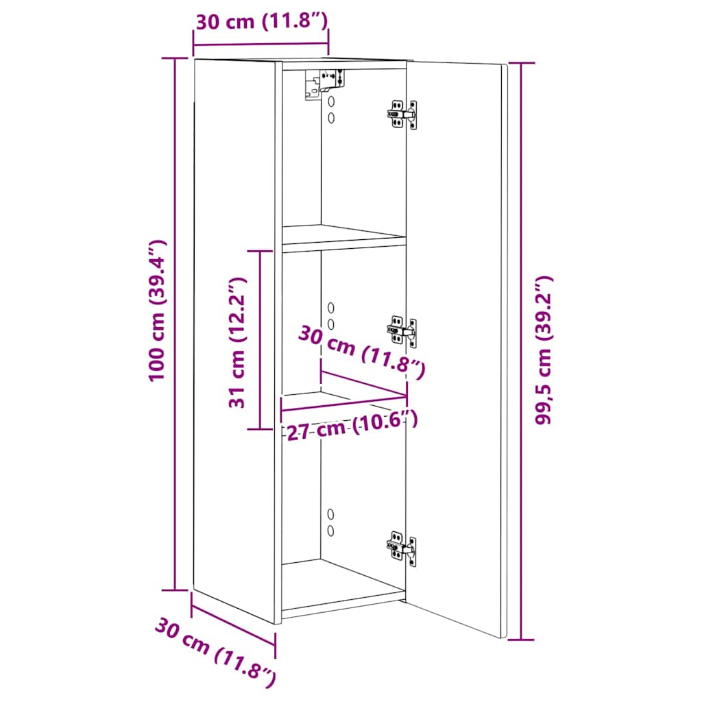 TV zidni ormar Staro drvo 30 x 31 x 100 cm Konstruirano drvo