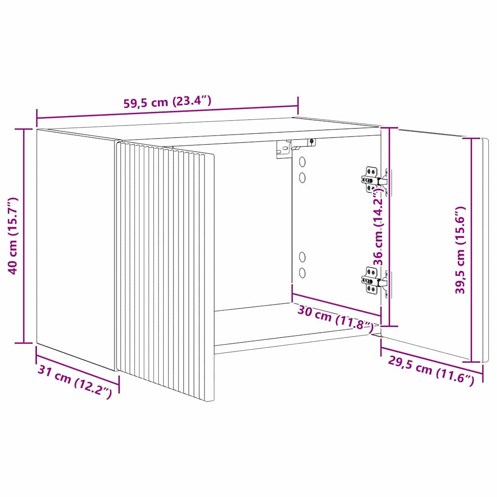 TV zidni ormar Zidne Dimljeni hrast 59,5 x 31 x 40 cm