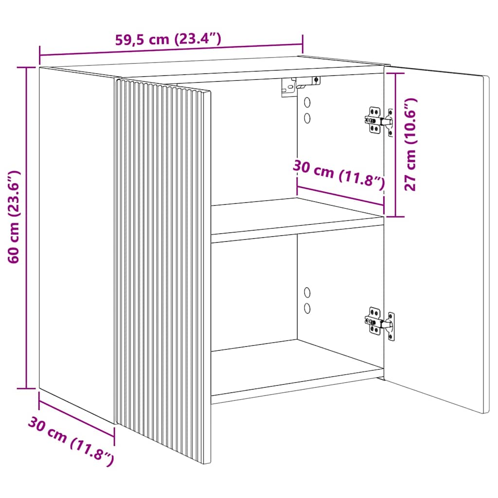 TV zidni ormar Siva Sonoma 59,5 x 31 x 60 cm Konstruirano drvo