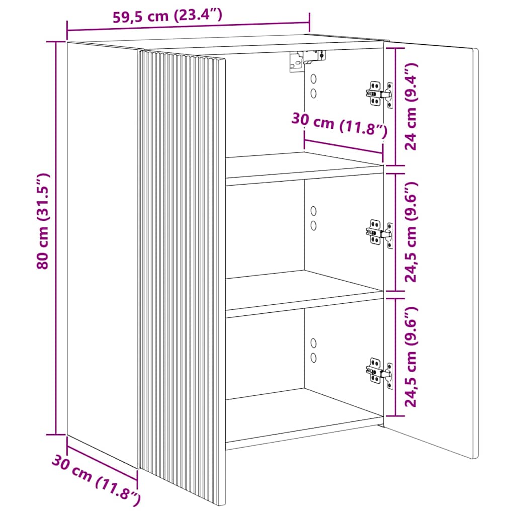 TV zidni ormar Zidne Visoki sjaj bijela 59,5 x 31 x 80 cm