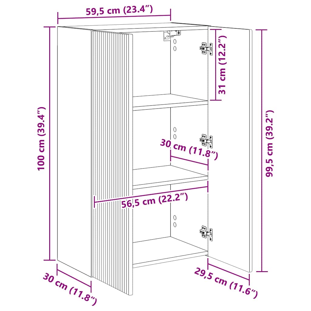 TV zidni ormar Zidne Dimljeni hrast 59,5 x 31 x 100 cm