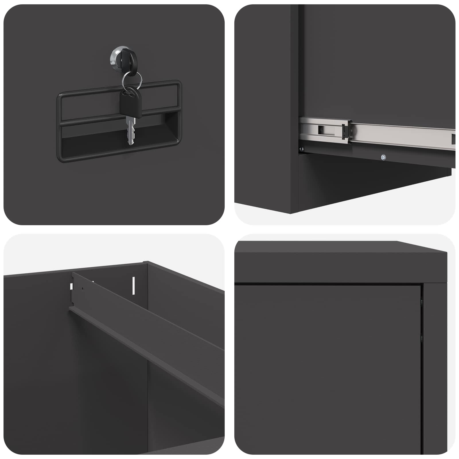 Kabinet za datoteke Crna 44 x 50 x 74,5 cm Hladno valjani čelik