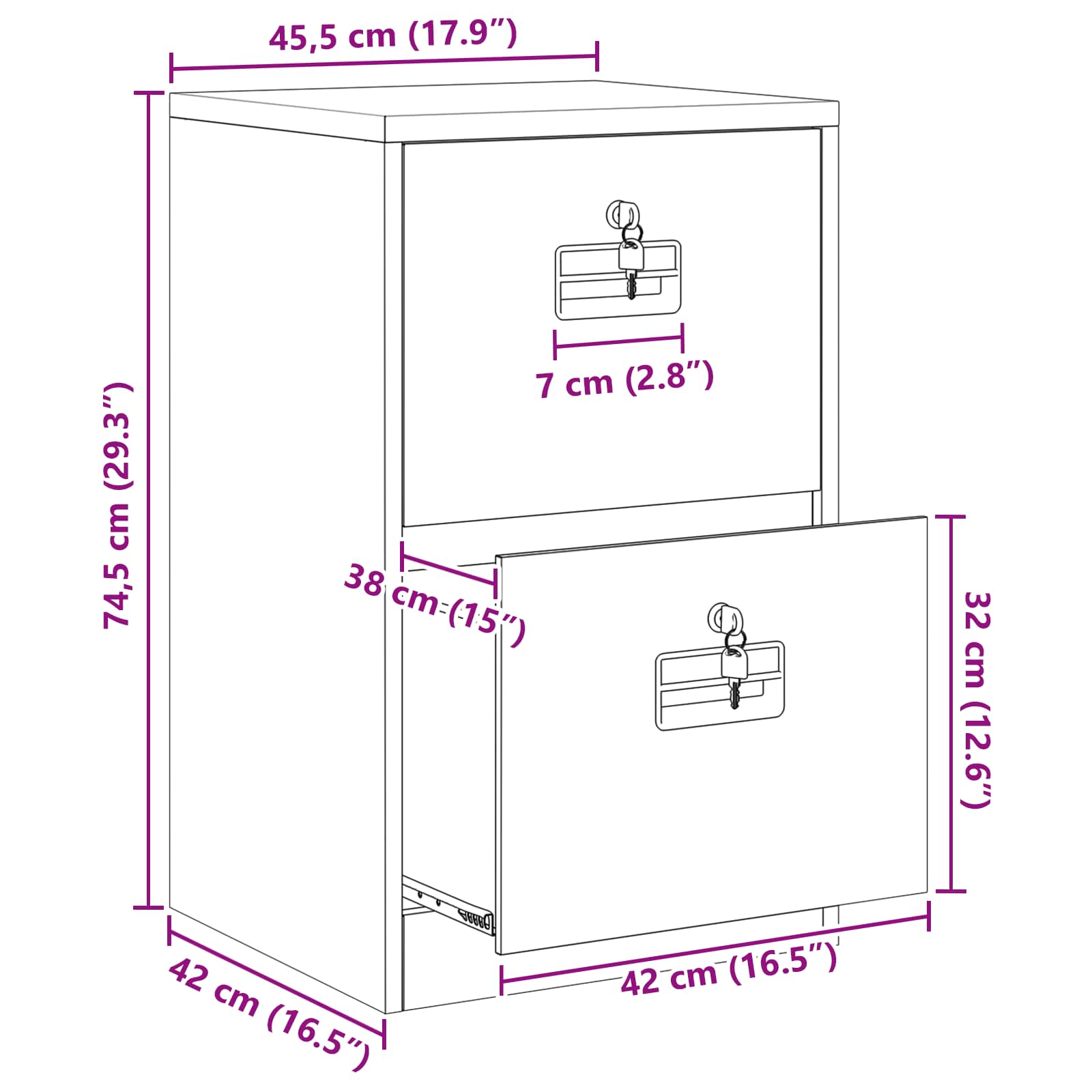 Kabinet za datoteke s ladicama Crna 45,5 x 42 x 74,5 cm