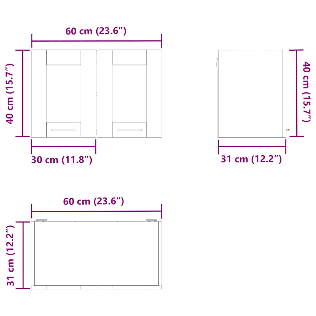 Viseći ormarić Crni hrast 60 x 31 x 40 cm Konstruirano drvo