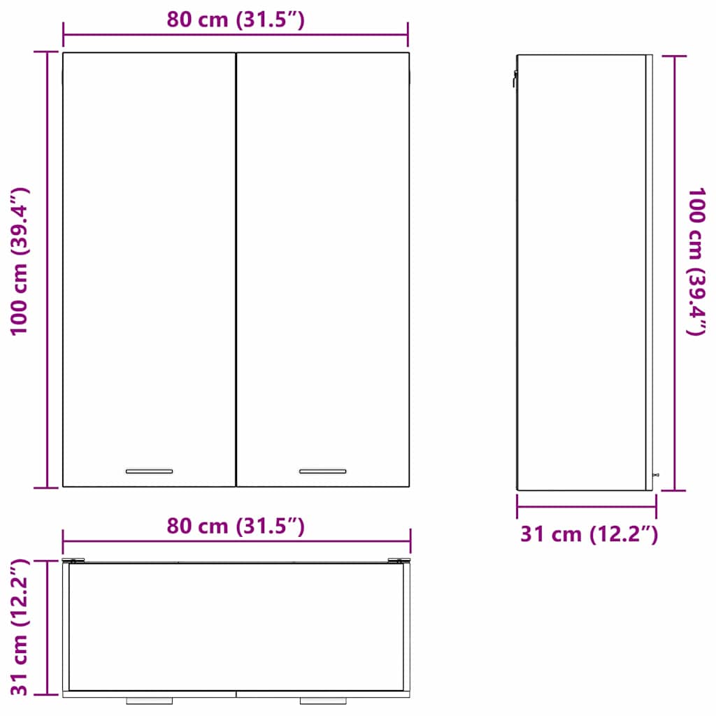 Viseći ormarić Staro drvo 80 x 31 x 100 cm Konstruirano drvo