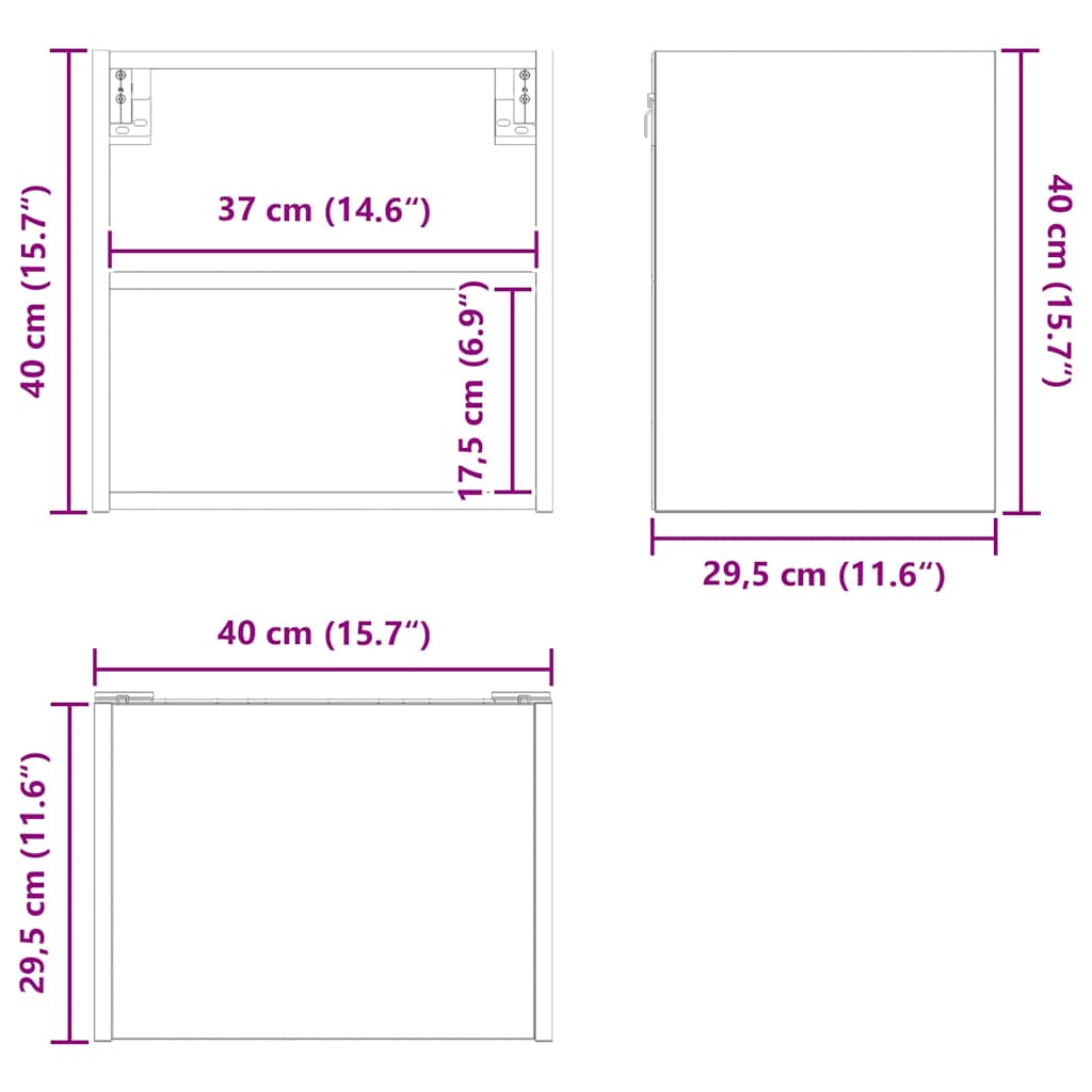 Viseći ormarić Staro drvo 40 x 29,5 x 40 cm Konstruirano drvo