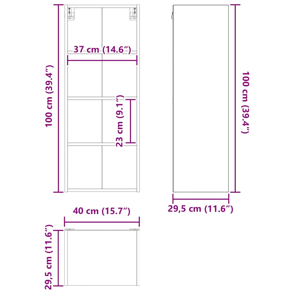 Viseći ormarić s pohranom Umjetnički hrast 40 x 29,5 x 100 cm