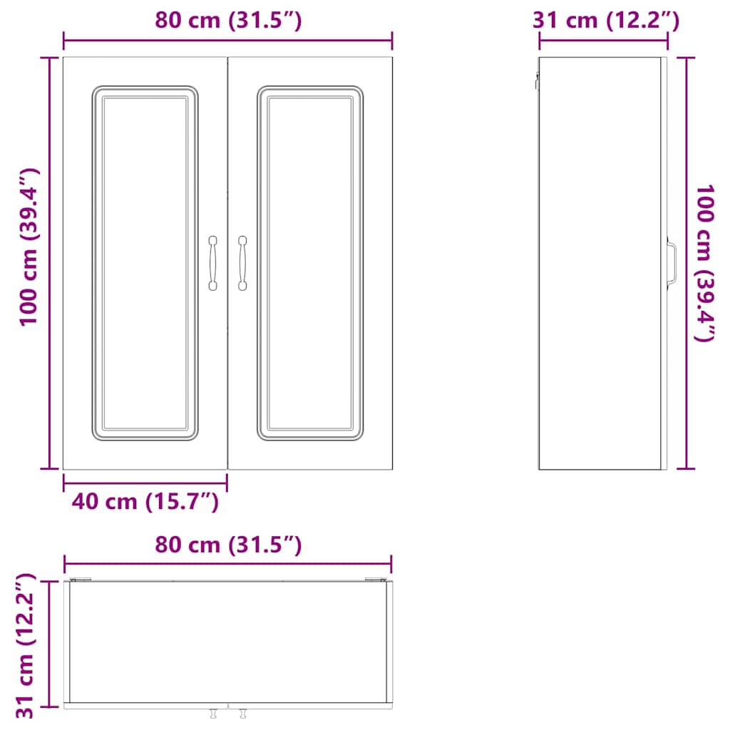 Ploča za perilicu posuđa Kalmar Crna 80 x 31 x 100 cm