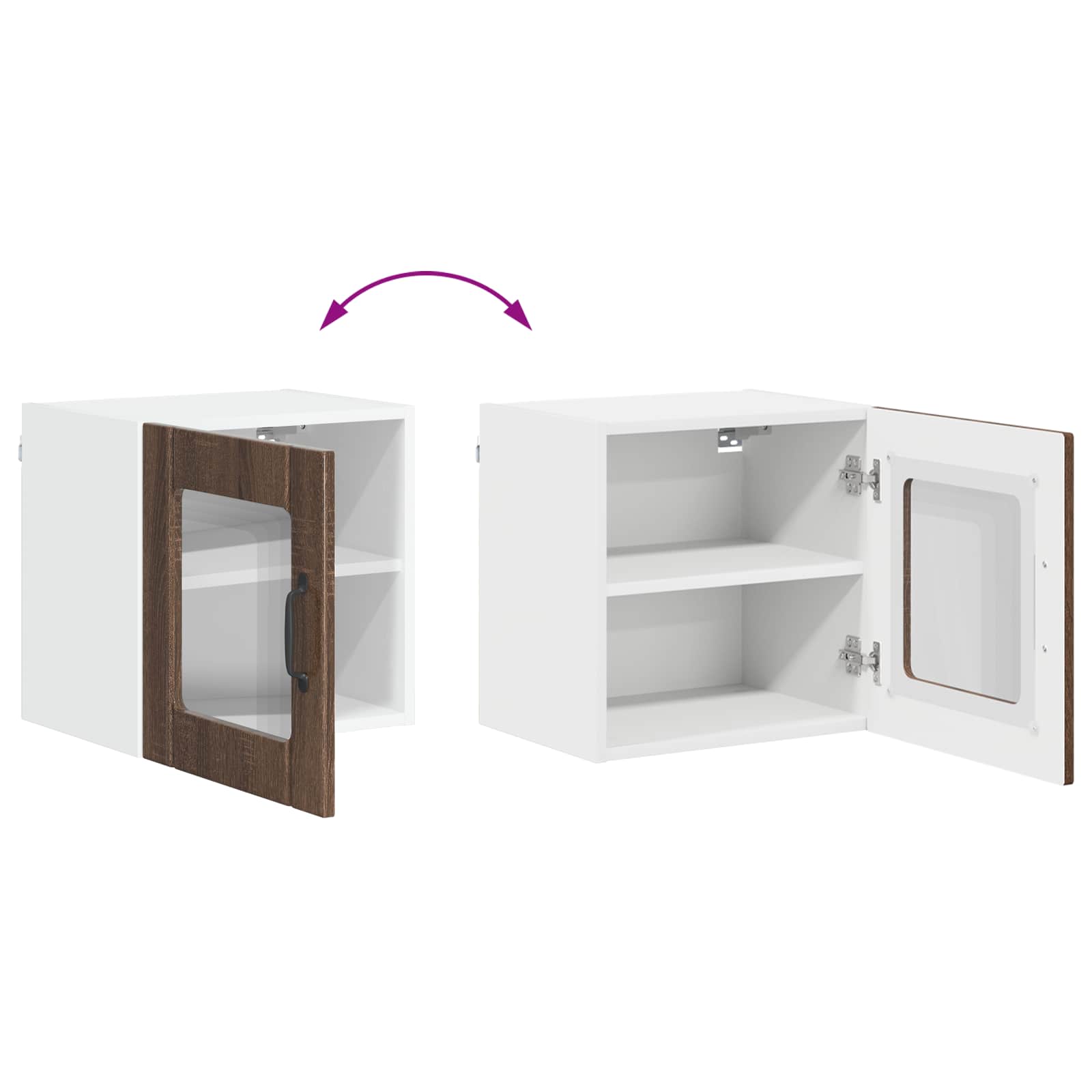 Zidni stakleni ormarić Lucca 2 pcs Smeđi hrast 40 x 31 x 40 cm