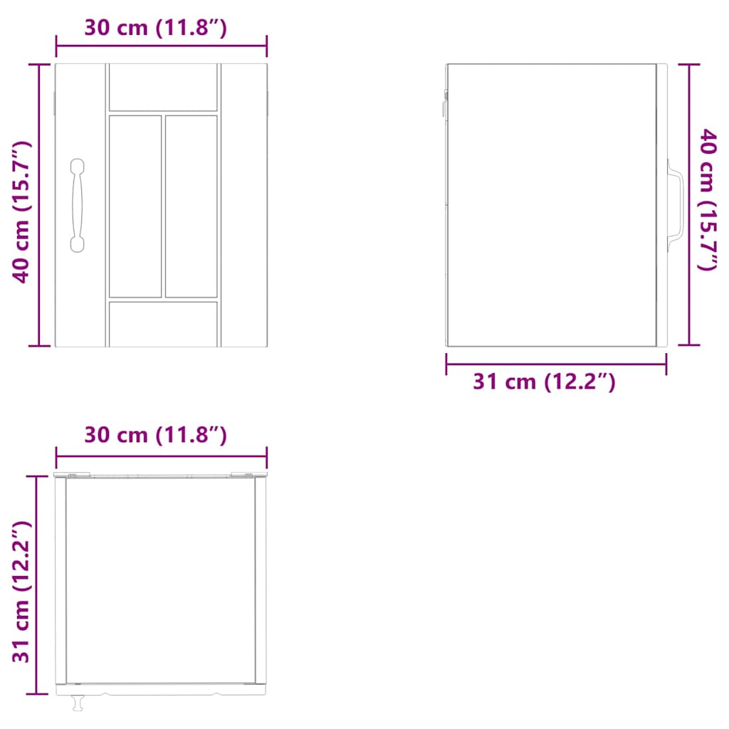 Ormar za Zid Lucca 2 pcs Smeđi hrast 30 x 31 x 40 cm