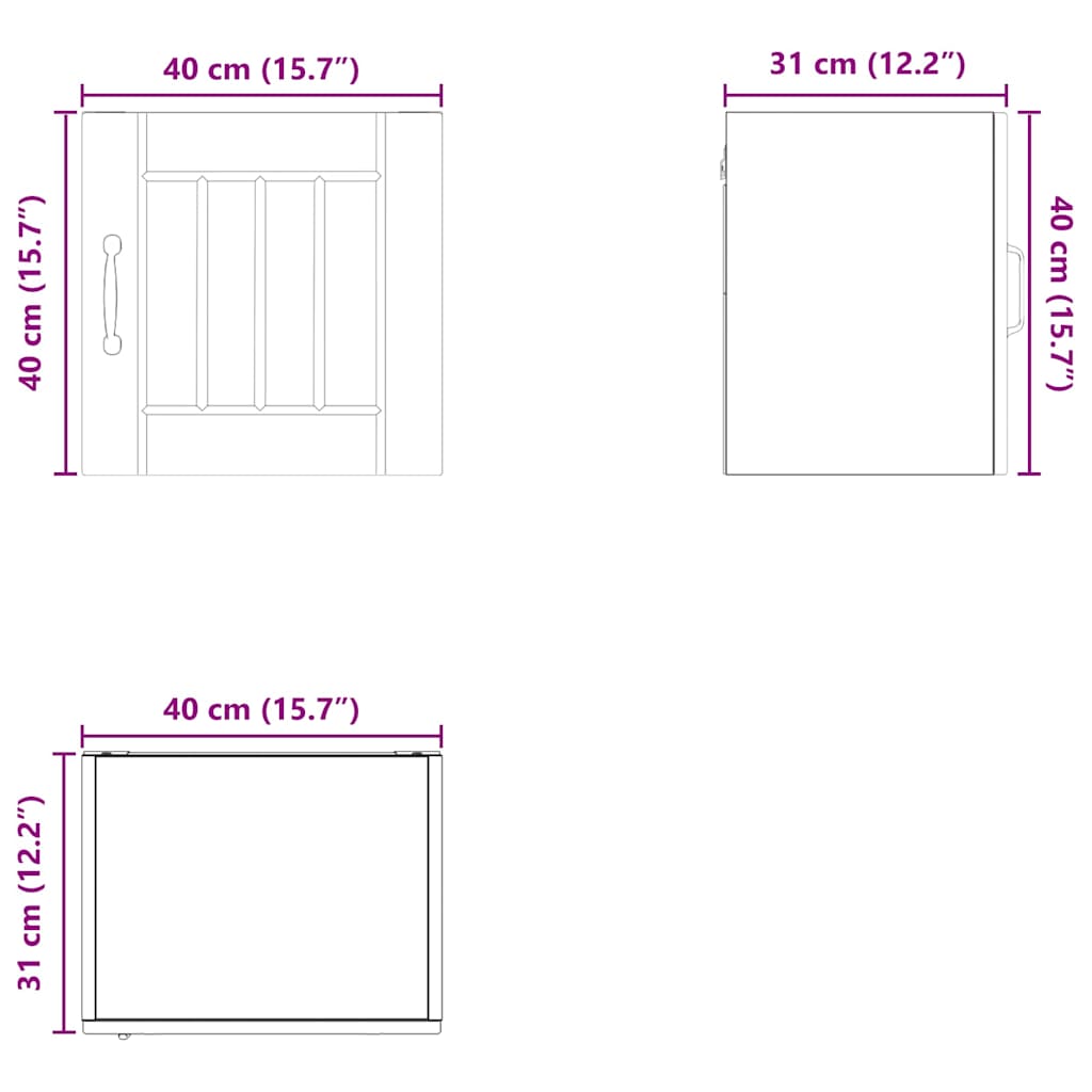 Ormar za Zid Lucca 2 pcs Hrast artisan 40 x 31 x 40 cm