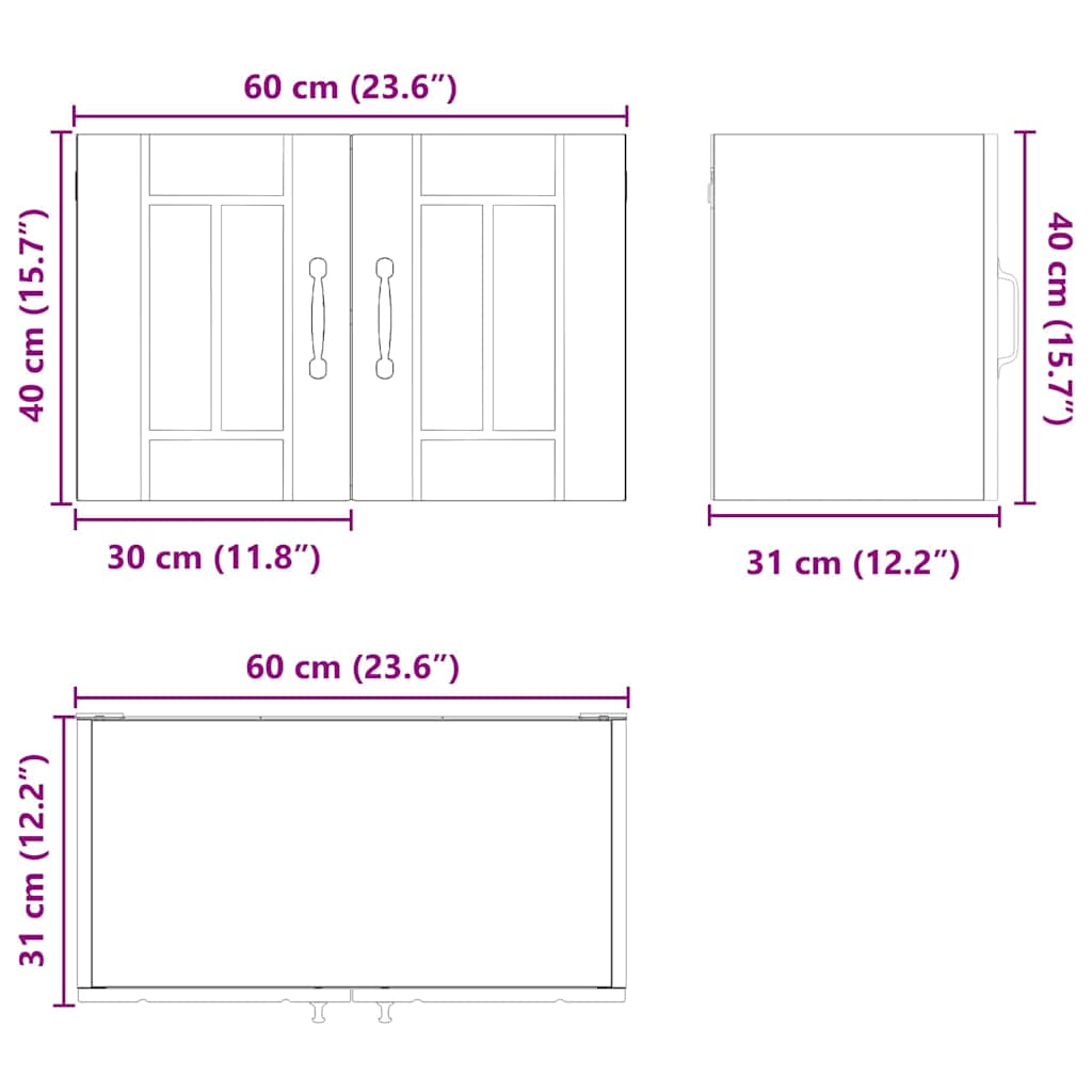 Ormar za Zid Lucca 2 pcs Hrast sonoma 60 x 31 x 40 cm