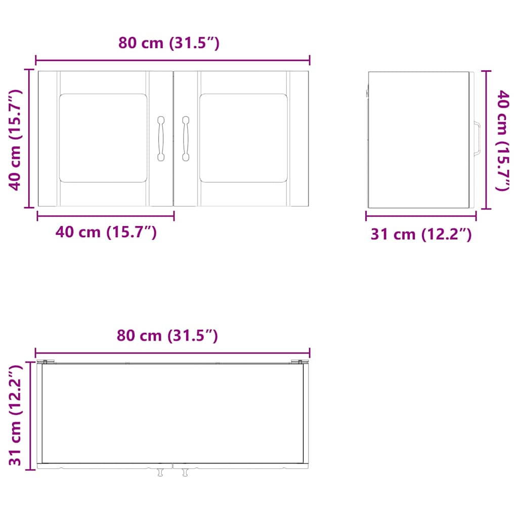 Zidni stakleni ormarić Lucca Crna 80 x 31 x 40 cm