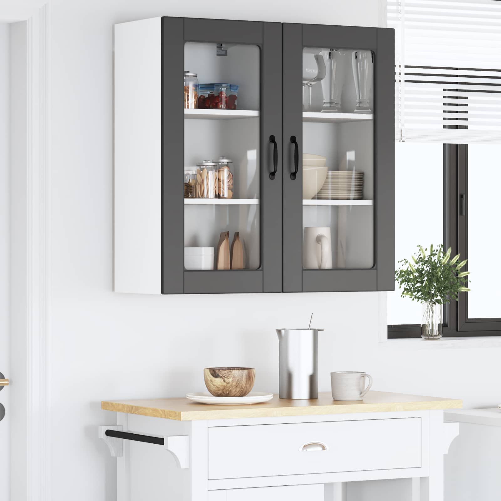 Zidni stakleni ormarić Lucca 2 pcs Crna 40 x 31 x 80 cm