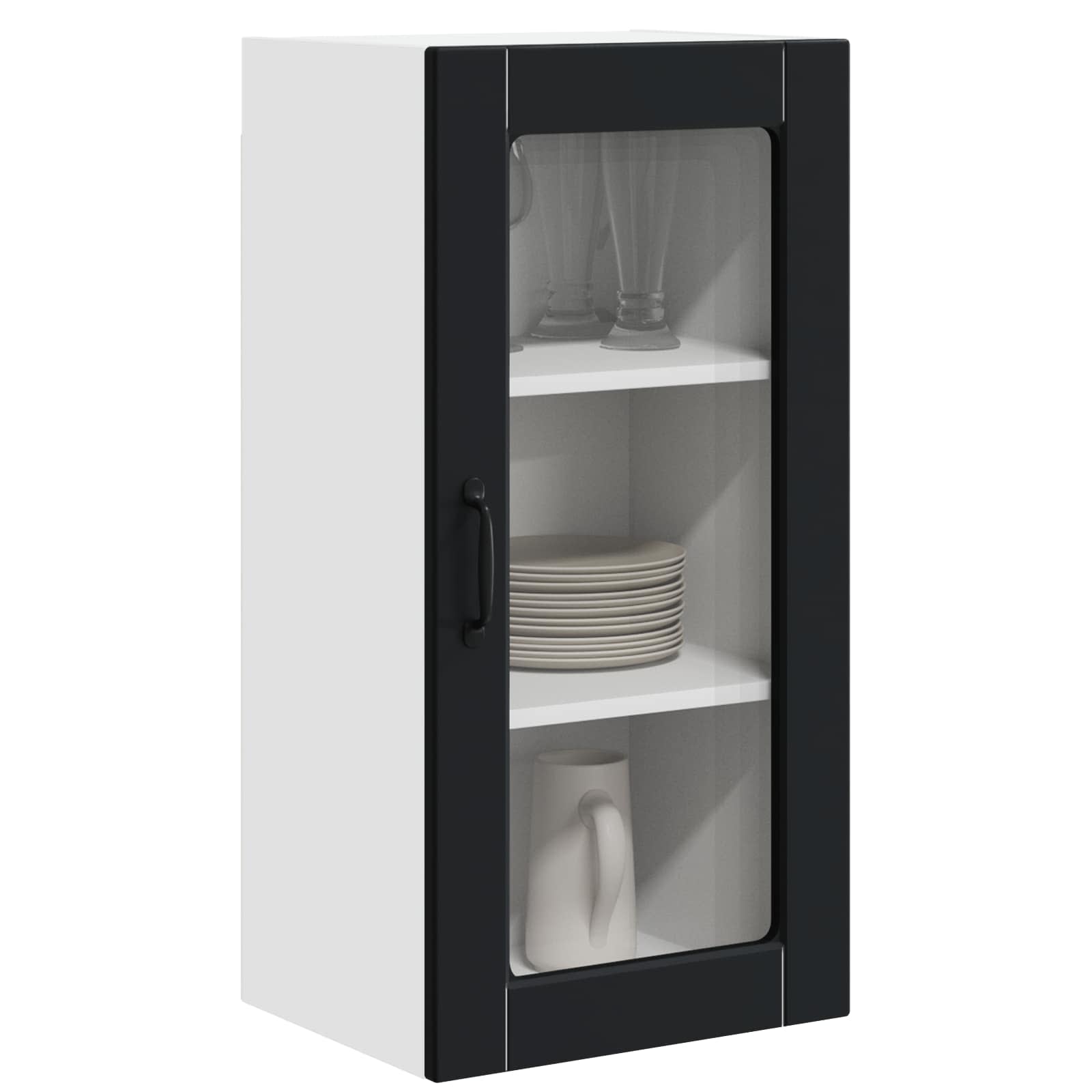 Zidni stakleni ormarić Lucca 2 pcs Crna 40 x 31 x 80 cm