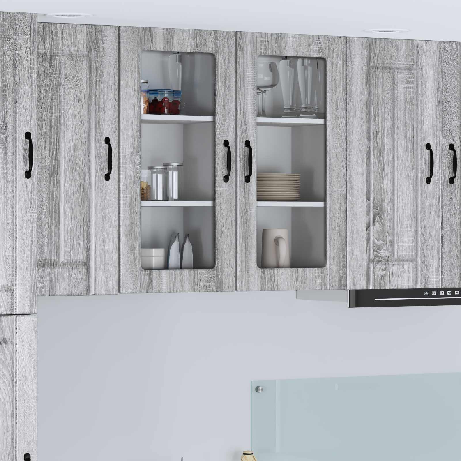 Zidni stakleni ormarić Lucca 2 pcs Siva sonoma 40 x 31 x 80 cm
