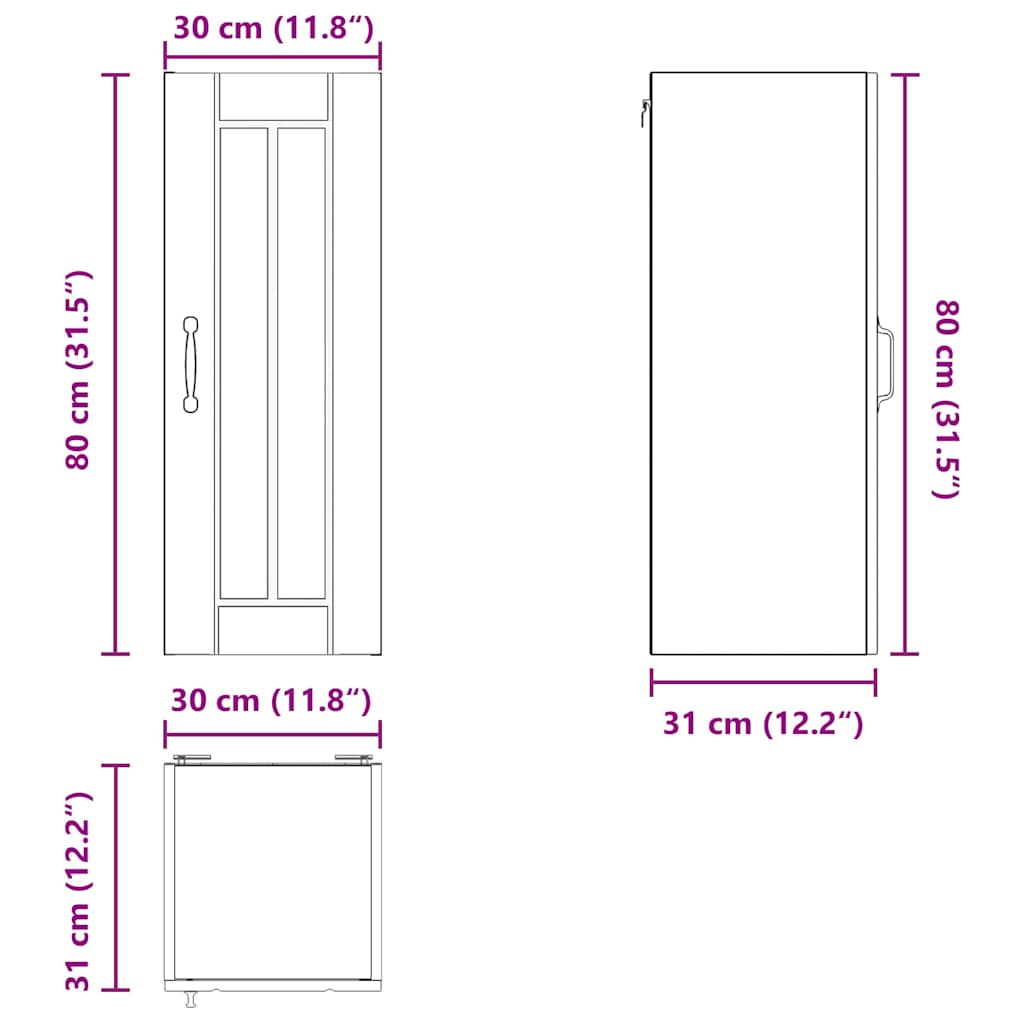 Ormar za Zid Lucca 2 pcs Siva sonoma 30 x 31 x 80 cm