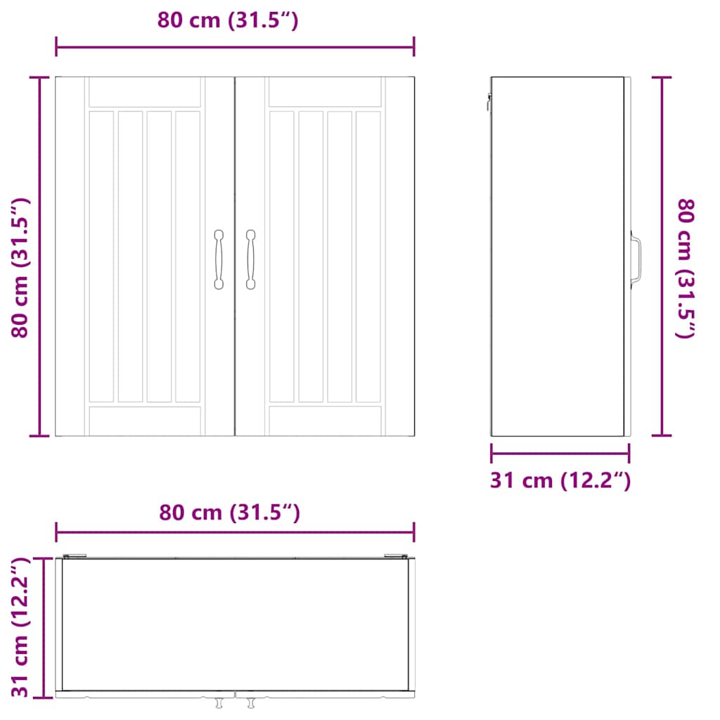 Ormar za Zid Lucca Hrast sonoma 80 x 31 x 80 cm