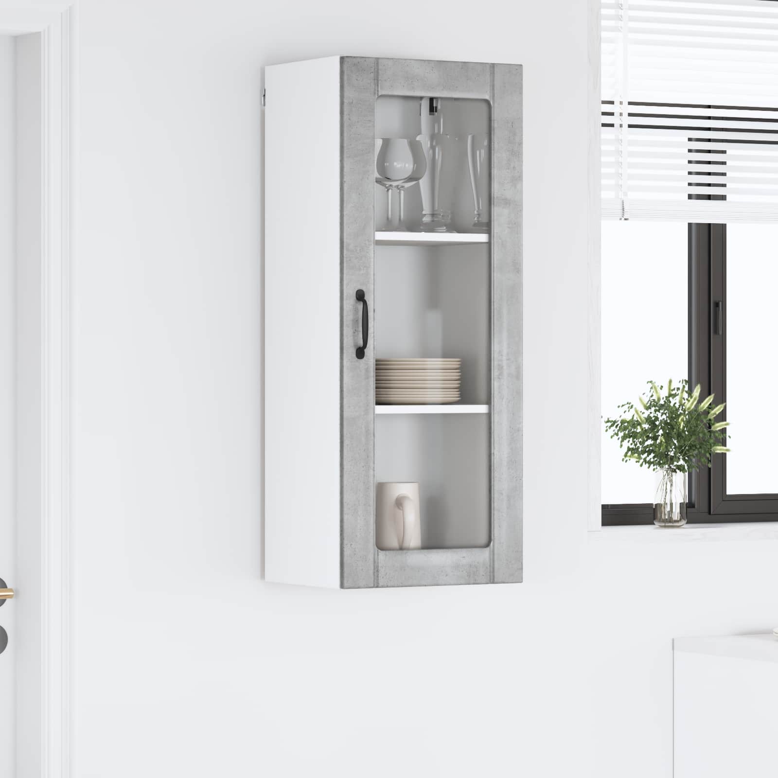 Zidni stakleni ormarić Lucca Betonska siva 40 x 31 x 100 cm