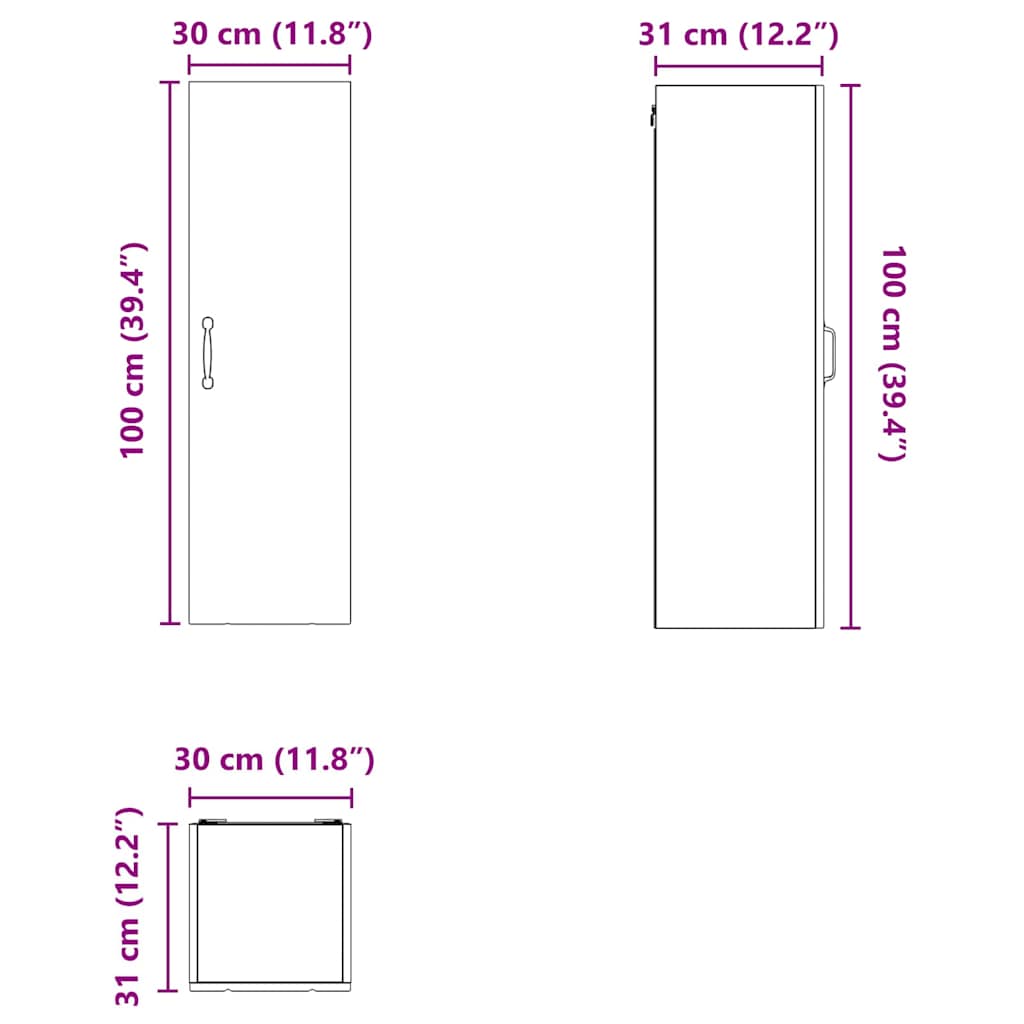 Ormar za Zid Lucca Siva sonoma 30 x 31 x 100 cm