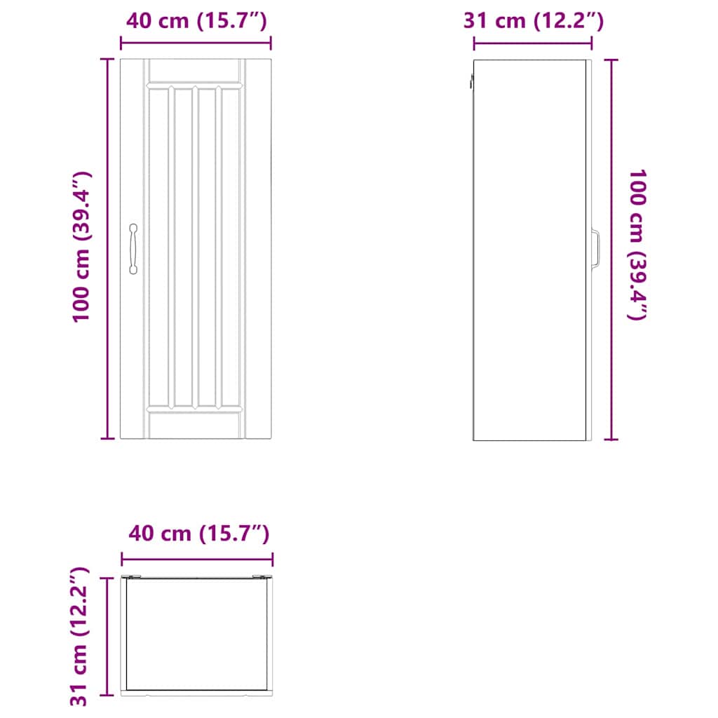 Ormar za Zid Lucca Hrast sonoma 40 x 31 x 100 cm