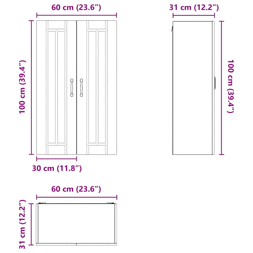 Ormar za Zid Lucca Staro drvo 60 x 31 x 100 cm