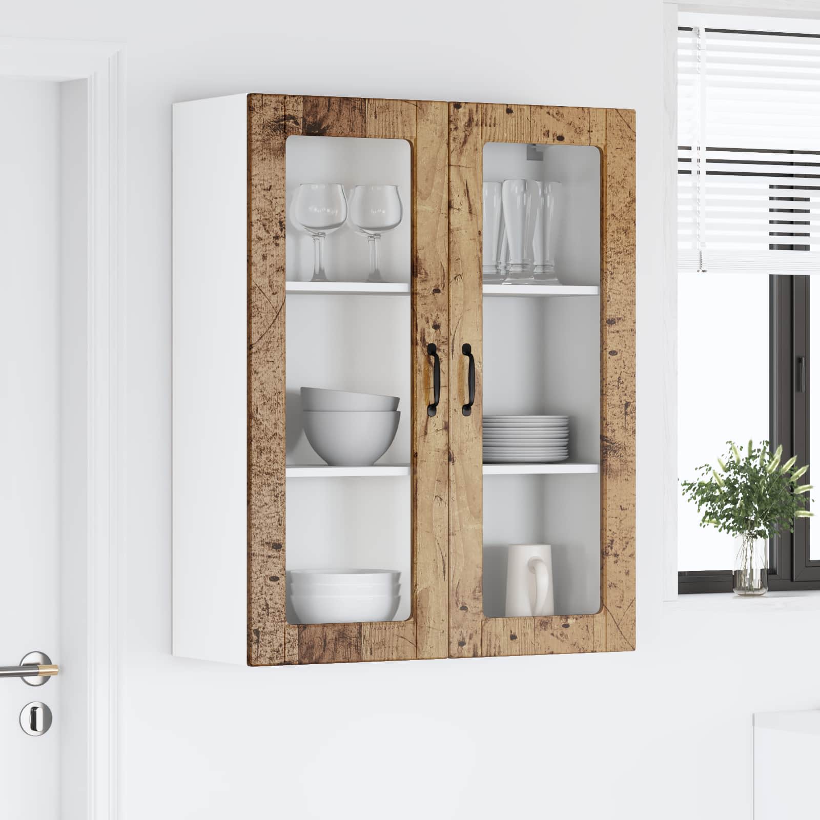 Zidni stakleni ormarić Lucca Staro drvo 80 x 31 x 100 cm
