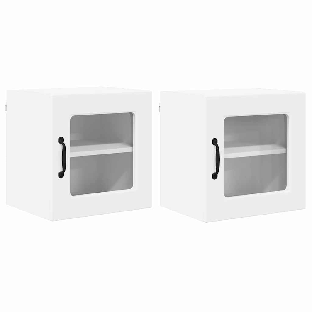 Zidni stakleni ormarić 2 pcs Bijelo 40 x 31 x 40 cm