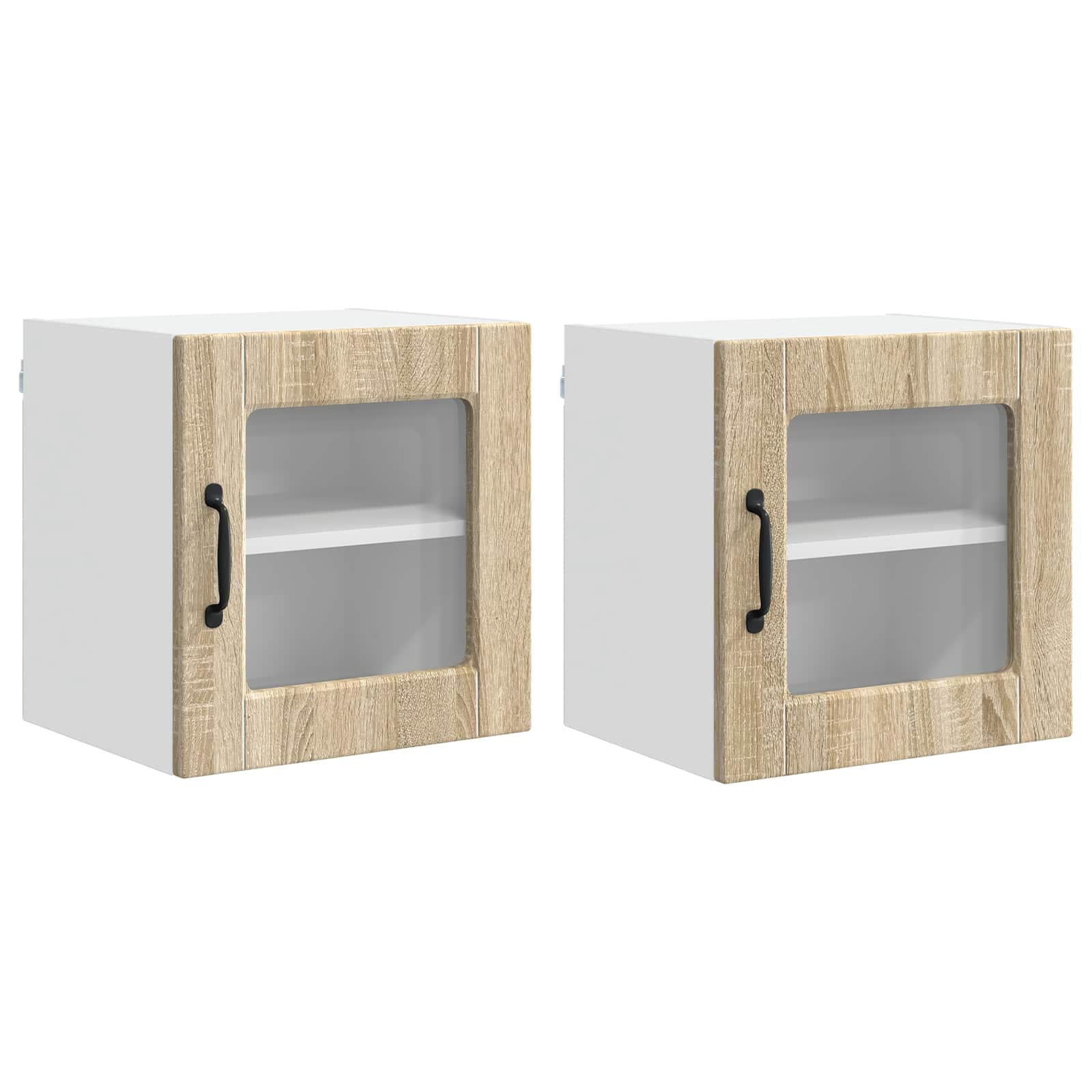 Zidni stakleni ormarić 2 pcs Sonoma hrast 40 x 31 x 40 cm