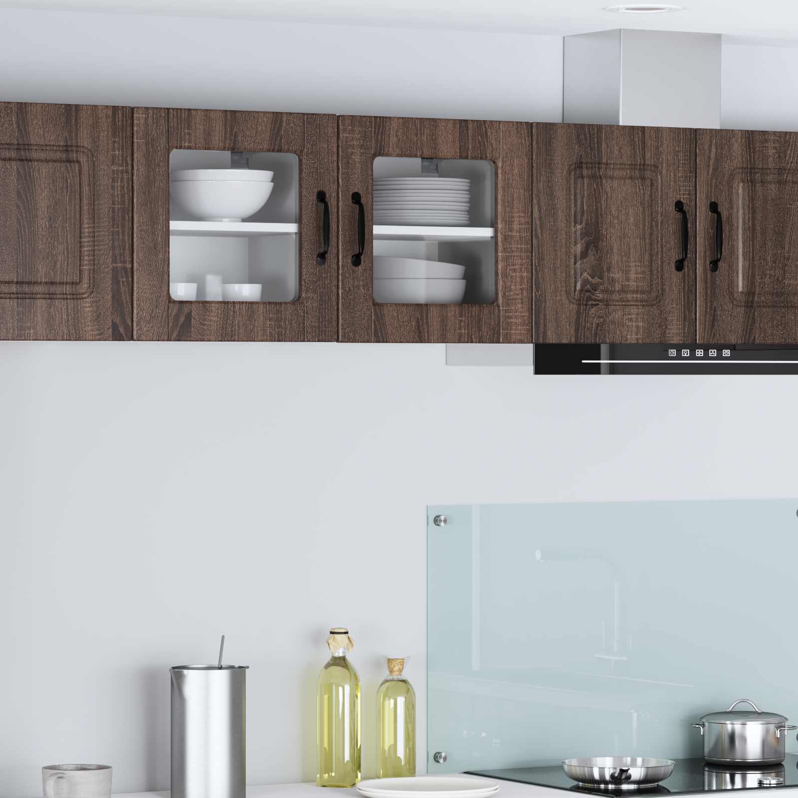 Zidni stakleni ormarić 2 pcs Smeđi hrast 40 x 31 x 40 cm