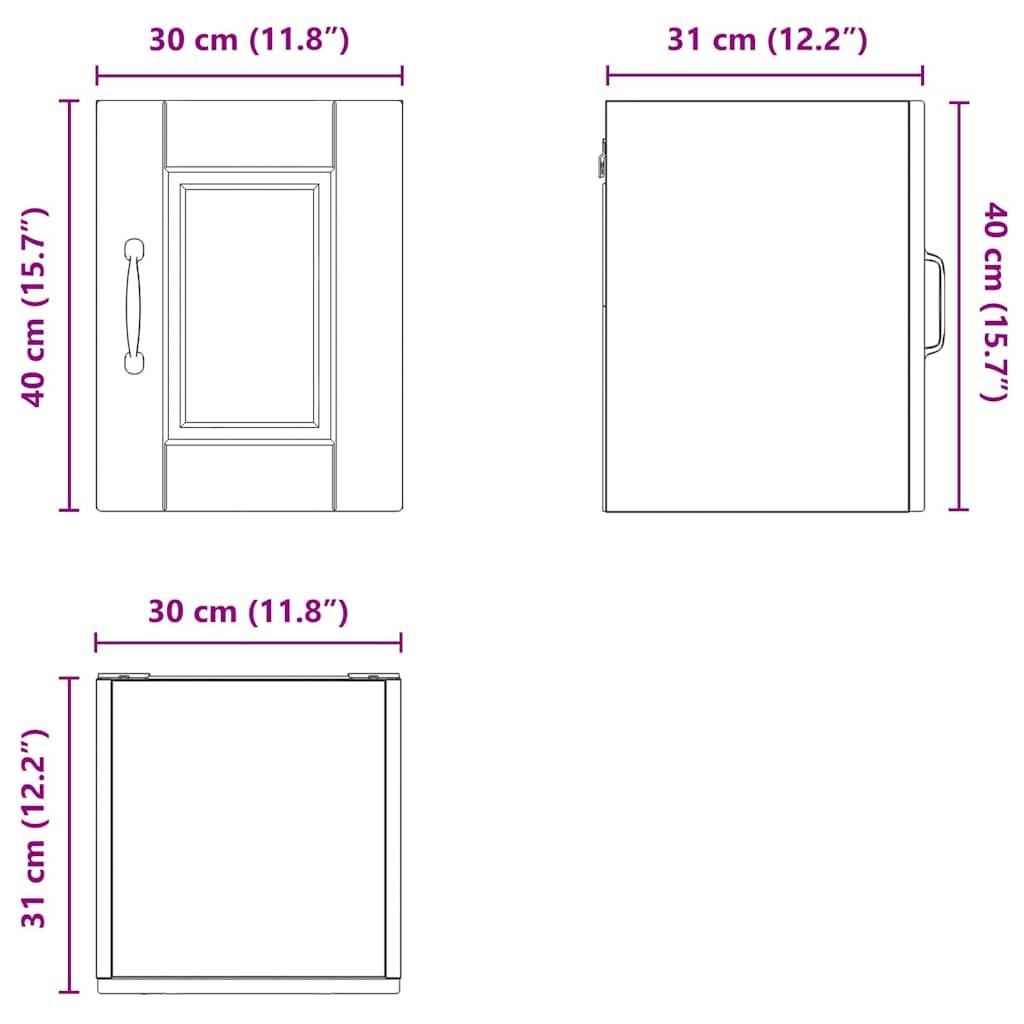 Ormar za Zid Crna 30 x 31 x 40 cm Konstruirano drvo