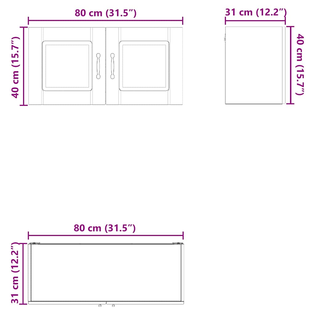 Ormar za Zid Siva Sonoma 80 x 31 x 40 cm Konstruirano drvo