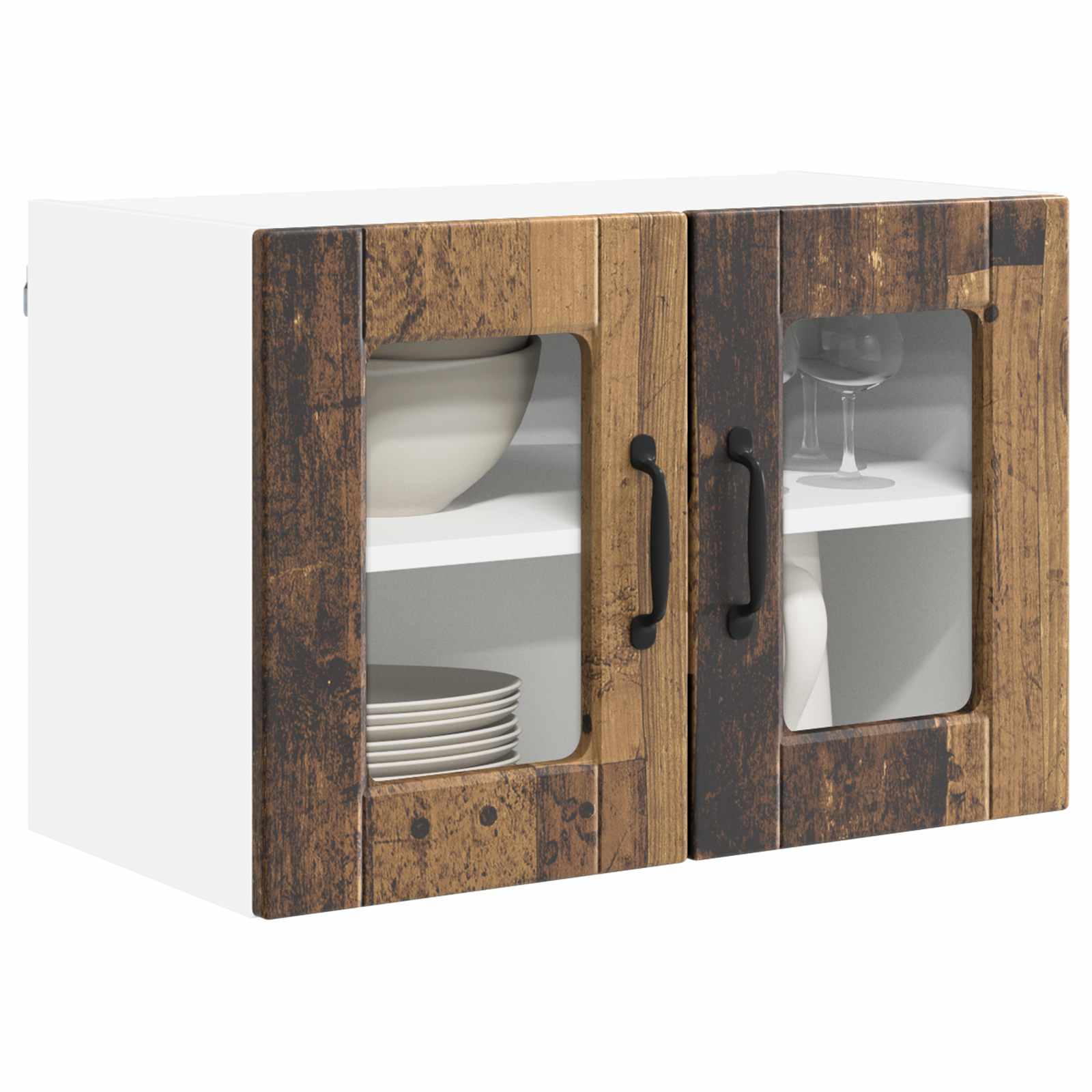 Zidni stakleni ormarić 2 pcs Staro drvo 60 x 31 x 40 cm