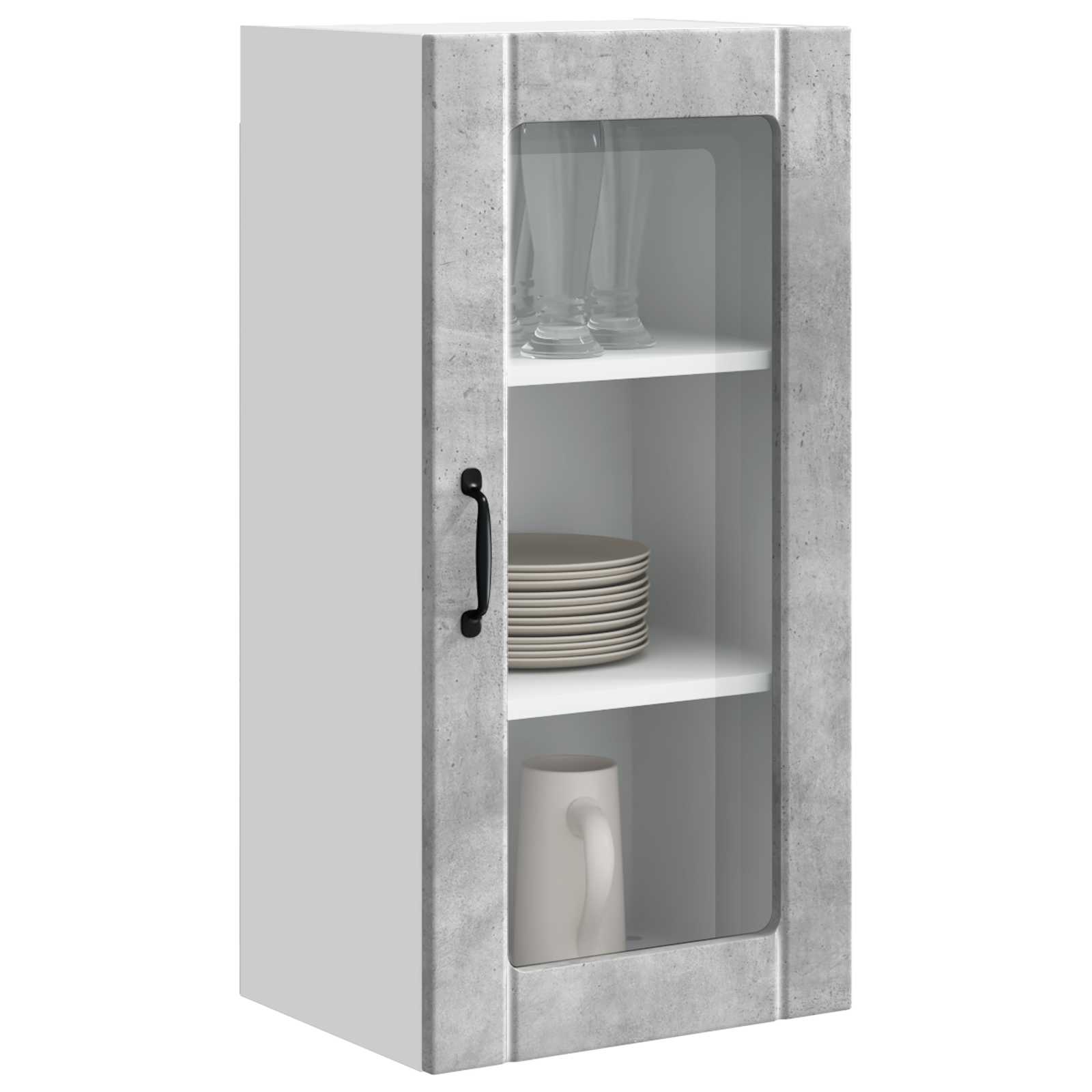 Zidni stakleni ormarić 2 pcs Betonski sivi 40 x 31 x 80 cm