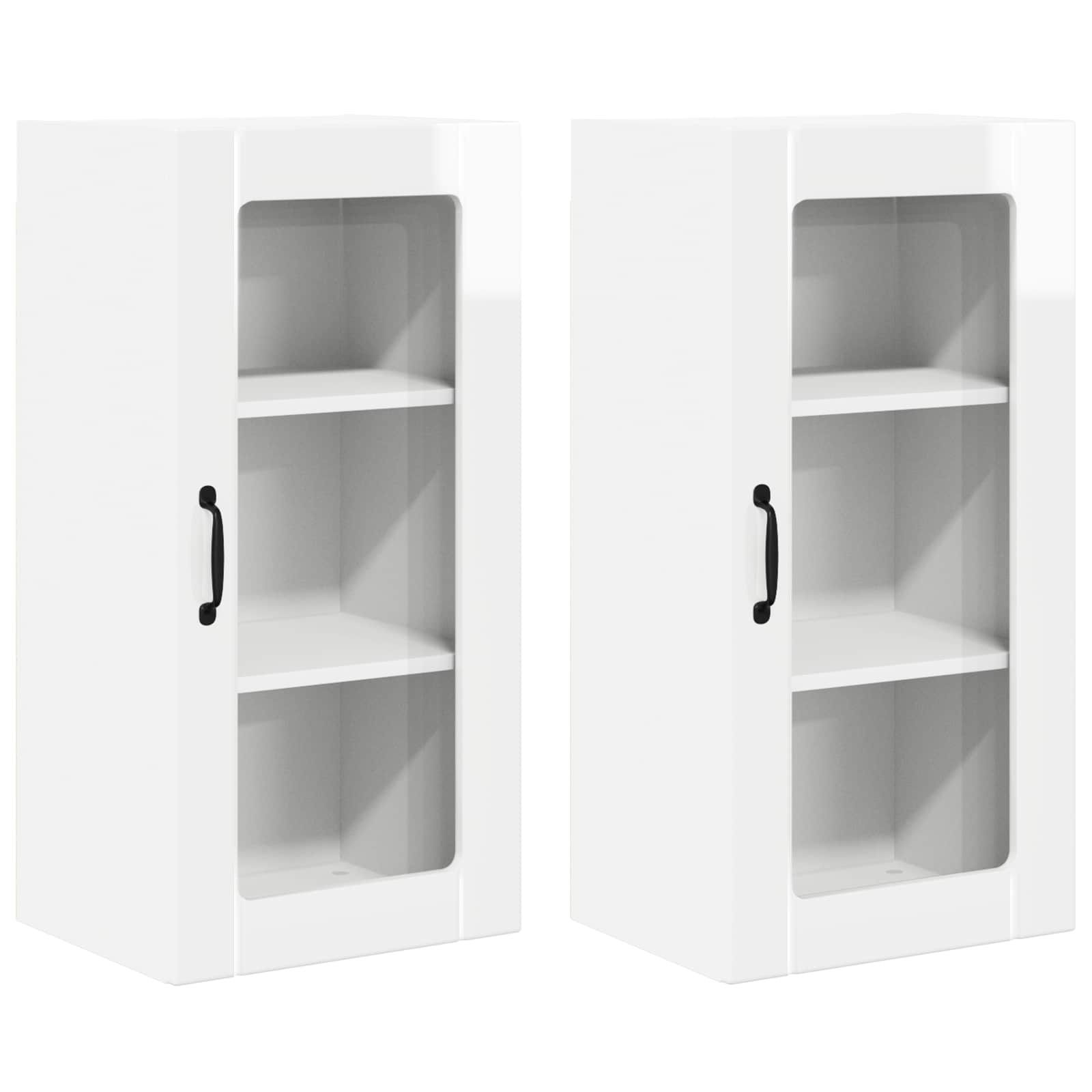 Zidni stakleni ormarić 2 pcs Visoki sjaj bijela 40 x 31 x 80 cm