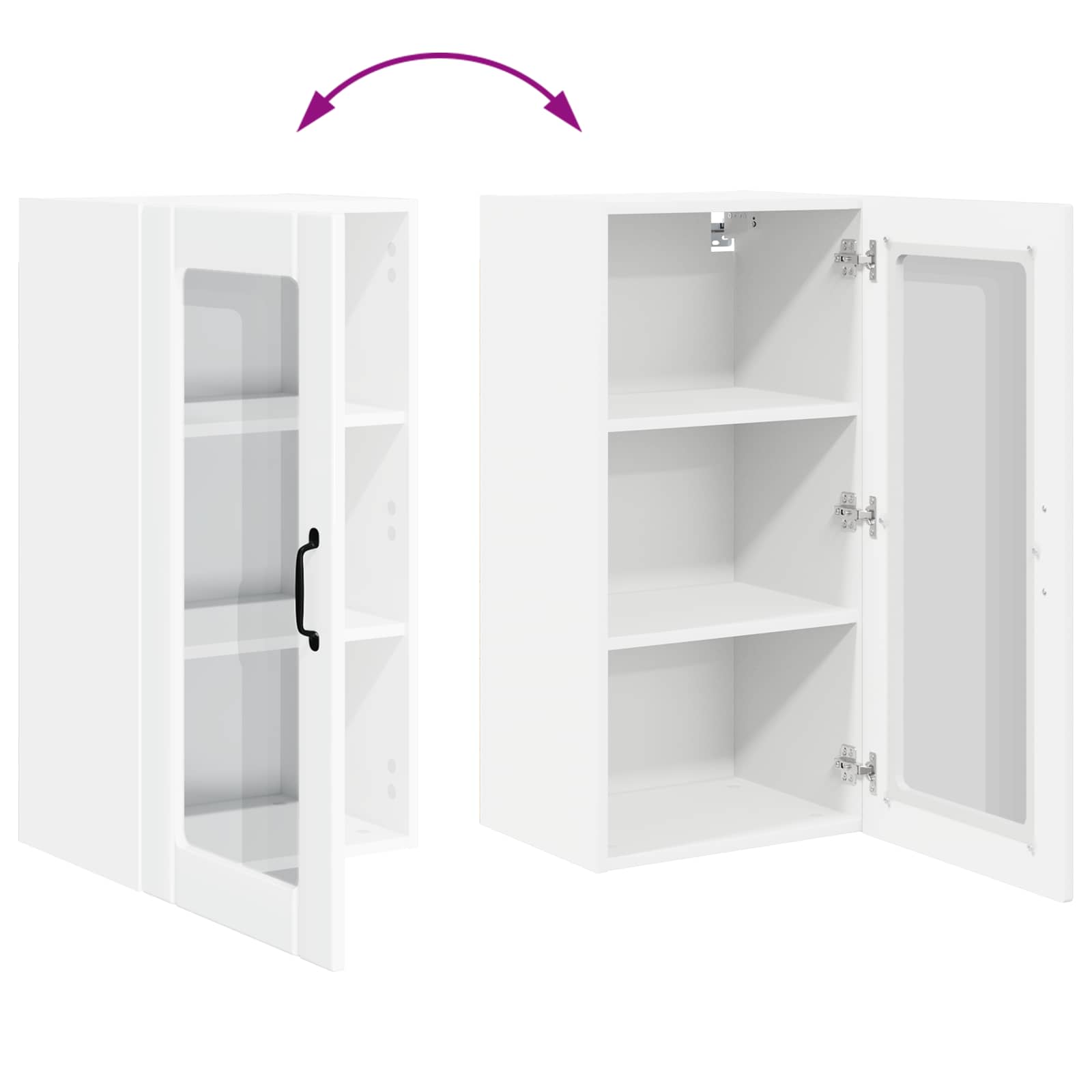 Zidni stakleni ormarić 2 pcs Visoki sjaj bijela 40 x 31 x 80 cm