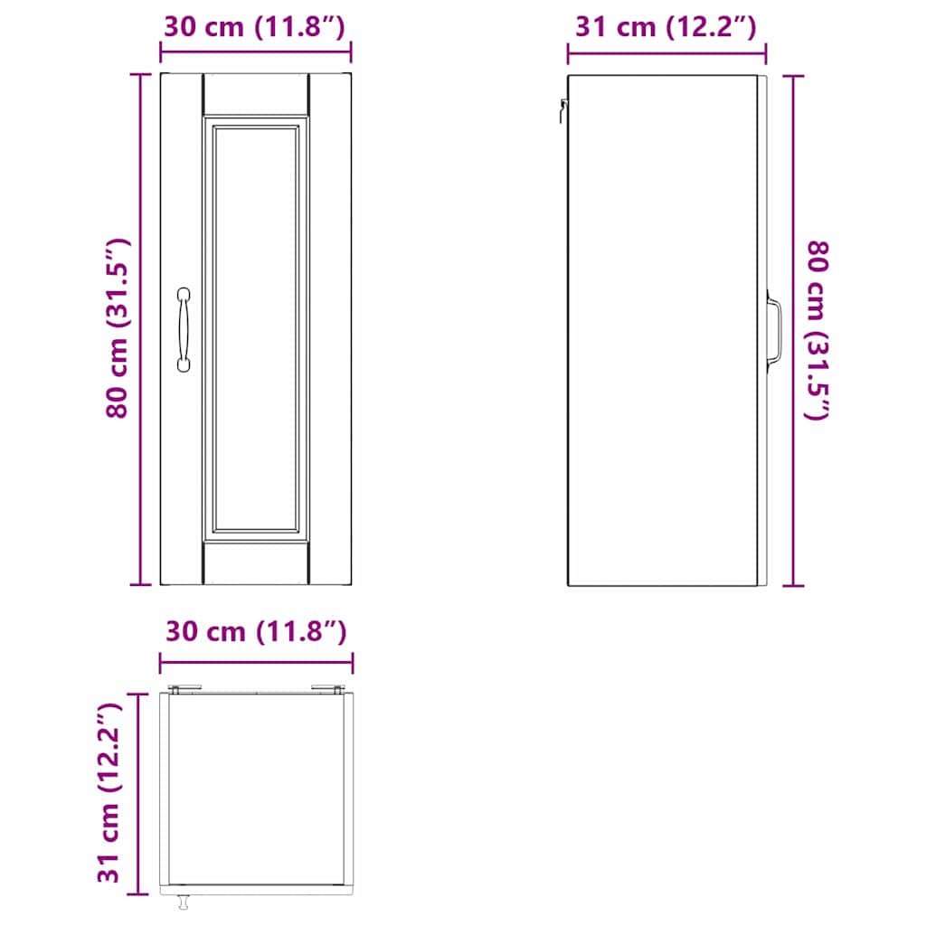 Ormar za Zid 2 pcs Siva Sonoma 30 x 31 x 80 cm