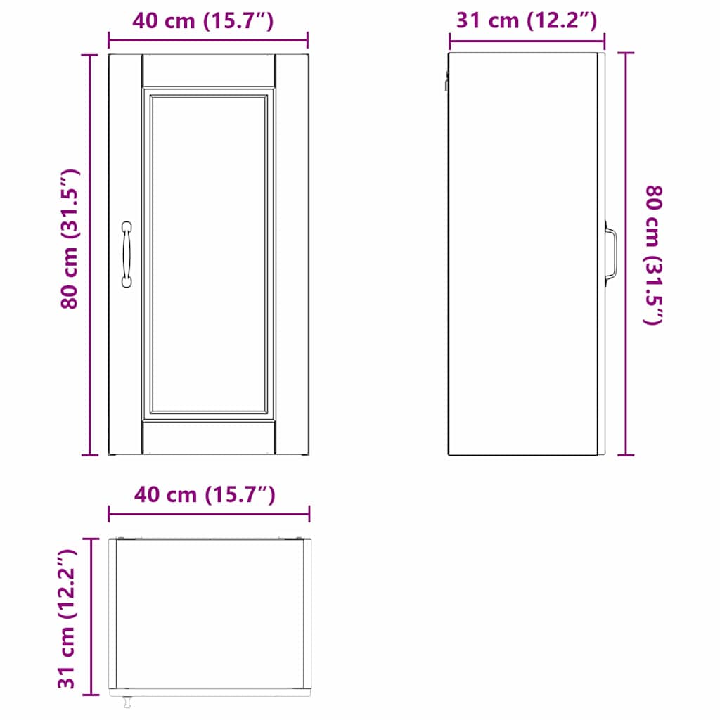 Ormar za Zid Bijelo 40 x 31 x 80 cm Konstruirano drvo