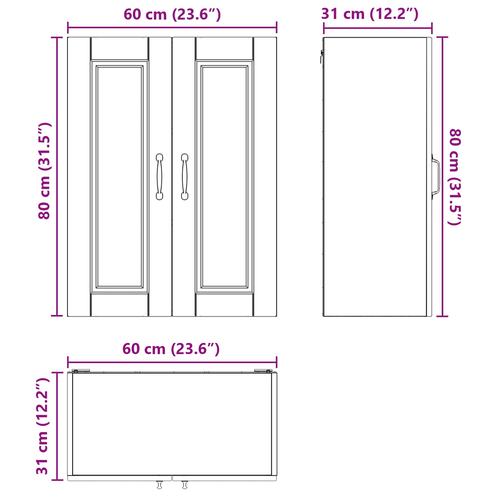Ormar za Zid Umjetnički hrast 60 x 31 x 80 cm Konstruirano drvo