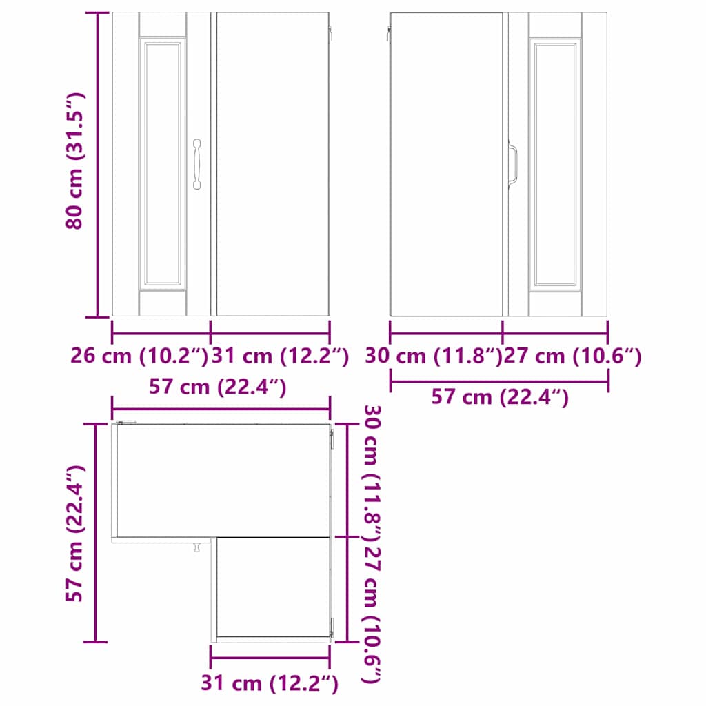 Zidni kutni ormar Bijelo 57 x 57 x 80 cm Konstruirano drvo