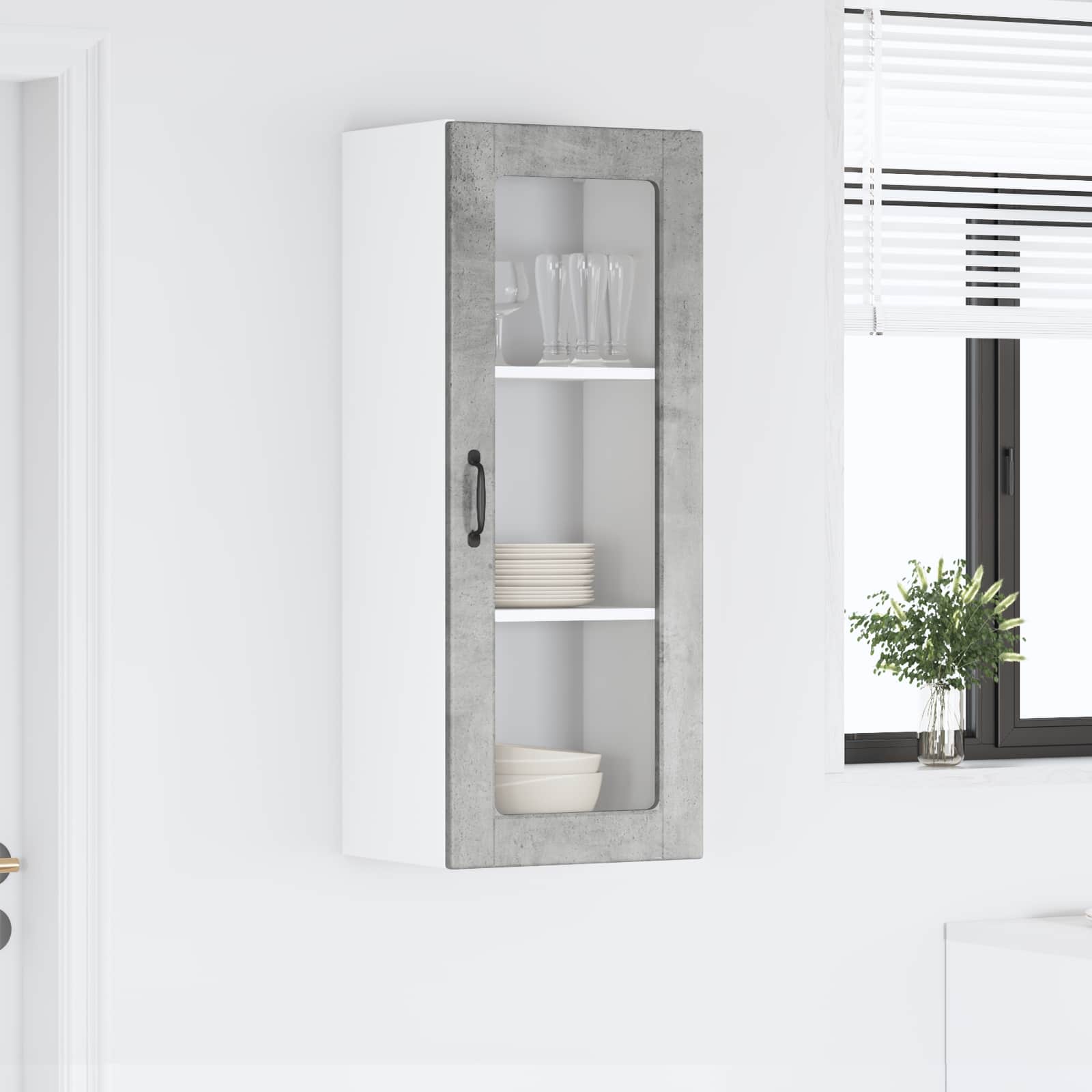 Zidni stakleni ormarić Betonski sivi 40 x 31 x 100 cm