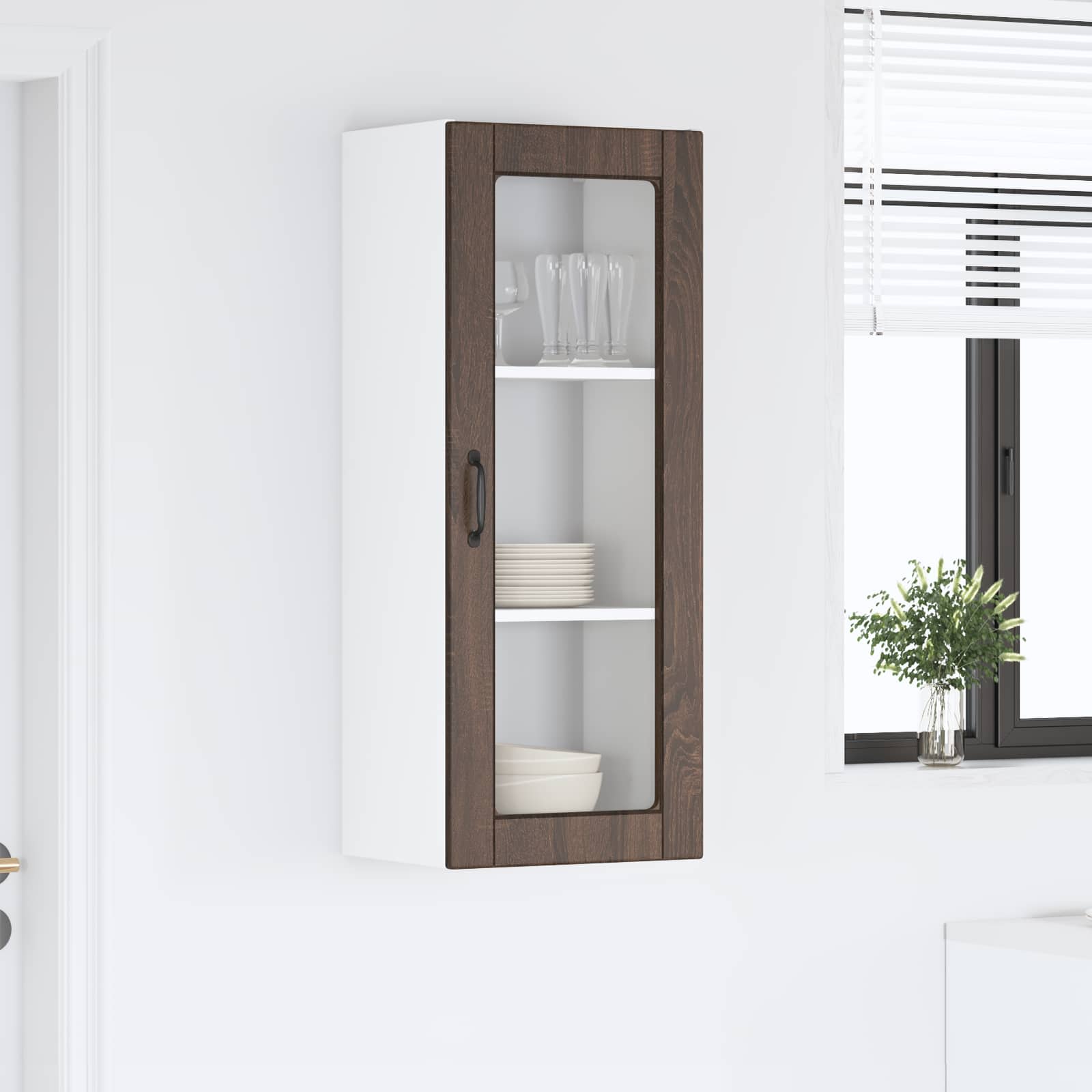 Zidni stakleni ormarić Smeđi hrast 40 x 31 x 100 cm