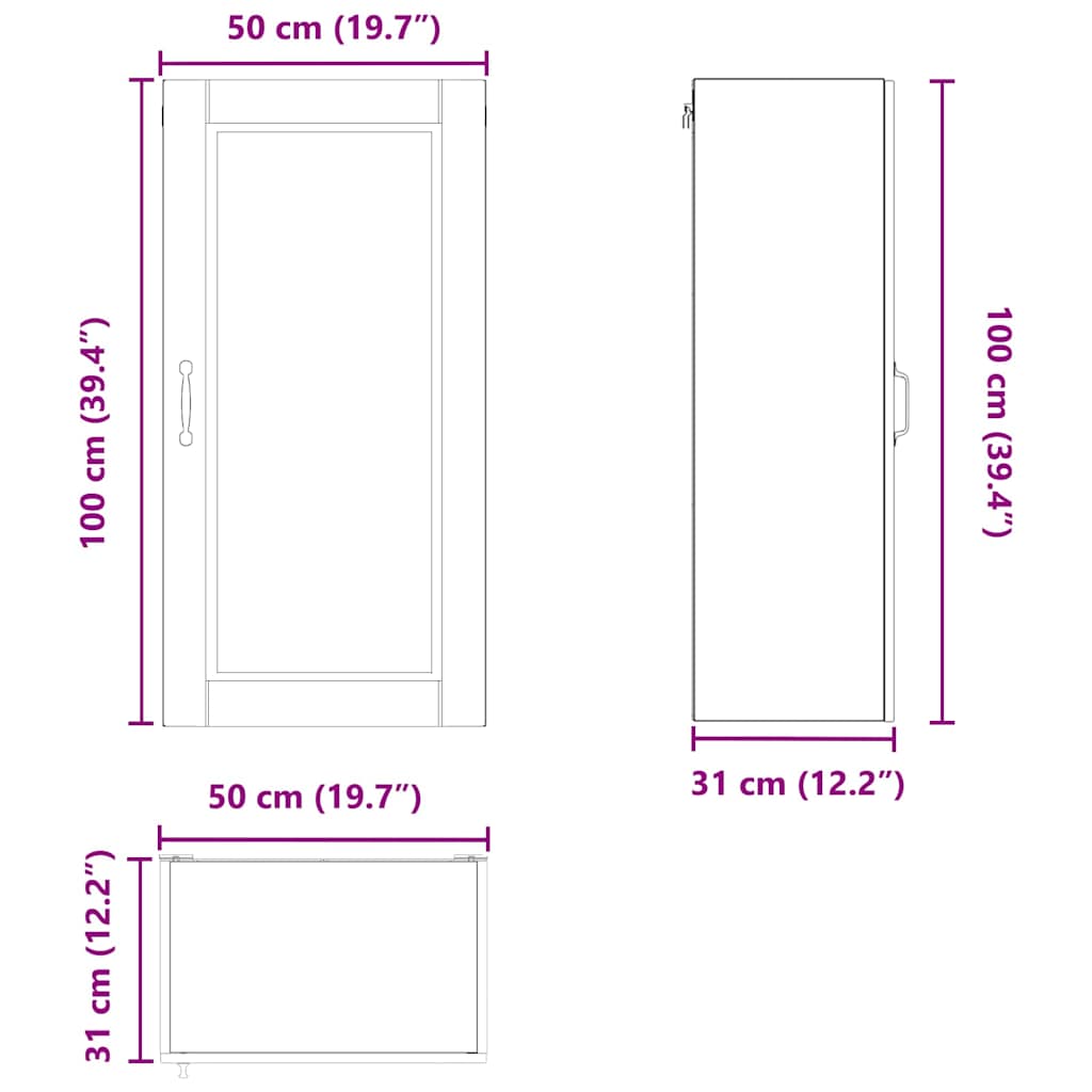 Ormar za Zid Siva Sonoma 50 x 31 x 100 cm Konstruirano drvo